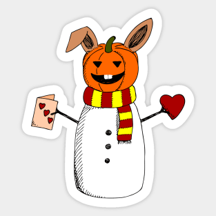 Happy Whatever! Pumpkin Snowman Bunny Sticker